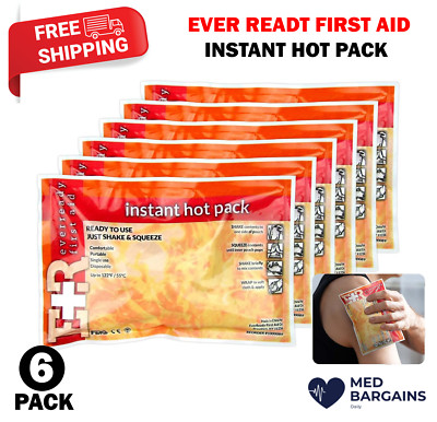Ever Ready First Aid Instant Hot Pack 6'' x 9'' Joint & Back Pain Relief - 6 Pack