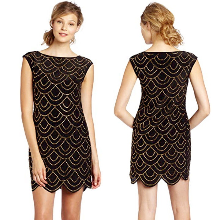 trina turk black and gold dress Trina Turk womens Celestina Dress, 0, Women's, Black