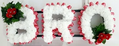 MYSILKFLOWERS LTD BRO Artificial Silk Funeral Tribute Any 3 Letter Name Flower Wreath