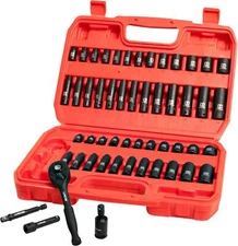52PCS 1/4” Drive Impact Socket Set with Case,Household Mechanic Tools,Metric&SAE