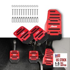 3PCS Car Non-Slip Aluminum Alloy Pedal Pads, Manual Transmission Brake Red