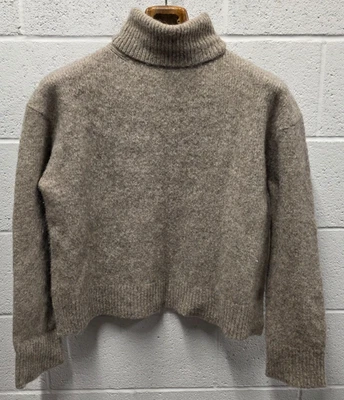 Jenni Kayne Merino Wool Alpaca Atlas Turtleneck Sweater in Khaki Smoke Beige S