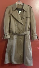 VTG London Fog Coat Size 8 Brown Removable Wool-Liner Trench Belt Made In USA