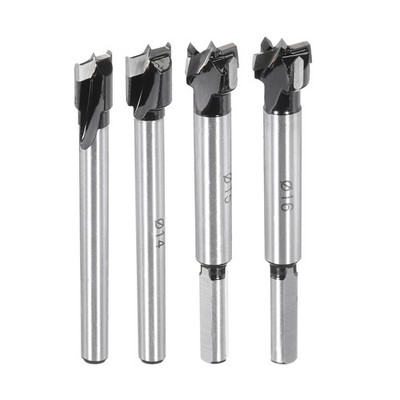 4pcs Forstner Drill Bit Set 12mm 14mm 15mm 16mm Carbide Forstner Bits