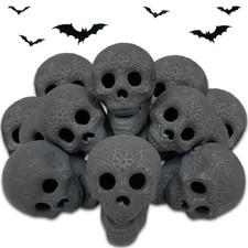 12 Piece Fire Pit Skulls, Reusable Ceramic Skulls Decor Skeleton 12 Black