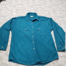 Vintage Five Brother Shirt Mens XL Green Chamois Pockets Long Sleeve Button-Up