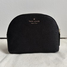 Kate Spade New York Black Glitter Makeup Bag with Zipper Closure