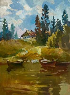 Oil Painting Silence In Nature Near The Lake Y. Suprunchuk  Original nAAA4395