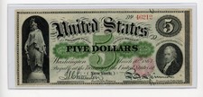 1863 $5 LEGAL TENDER NOTE LARGE SIZE FR63A XF/AU