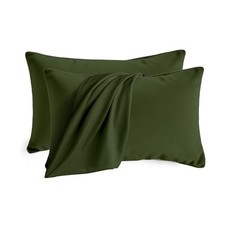 Pillow Cases Set of 2,Brushed Microfiber Queen Olive Green