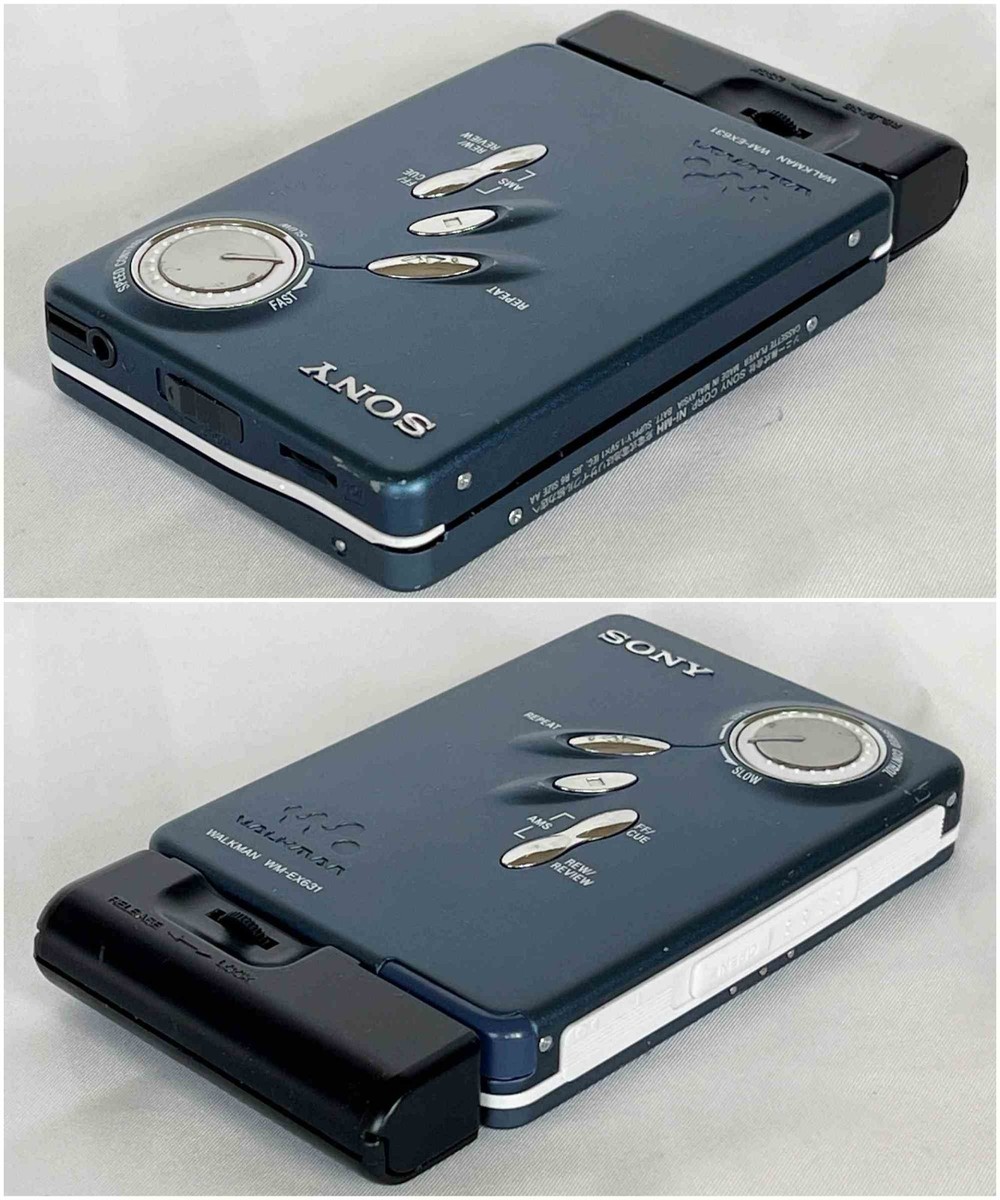 SONY WM-EX631 Navy 2002 W/Accessories Walkman Cassette Player