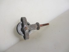 Vintage Iron Pulley Wheel Threaded Rod Airer Block Antique Old