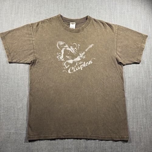 Eric Clapton Shirt Mens Large Brown Anvil Graphic Rock Band Faded Tee Music - Afbeelding 1 van 11