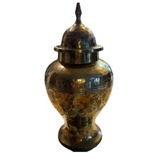 Brass Urn/Vase/Ginger Jar with Lid 9.5” H Vintage Brass Made in India