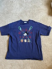 Vintage 90s Mickey Mouse Disney T Shirt Navy Size Large Made in USA