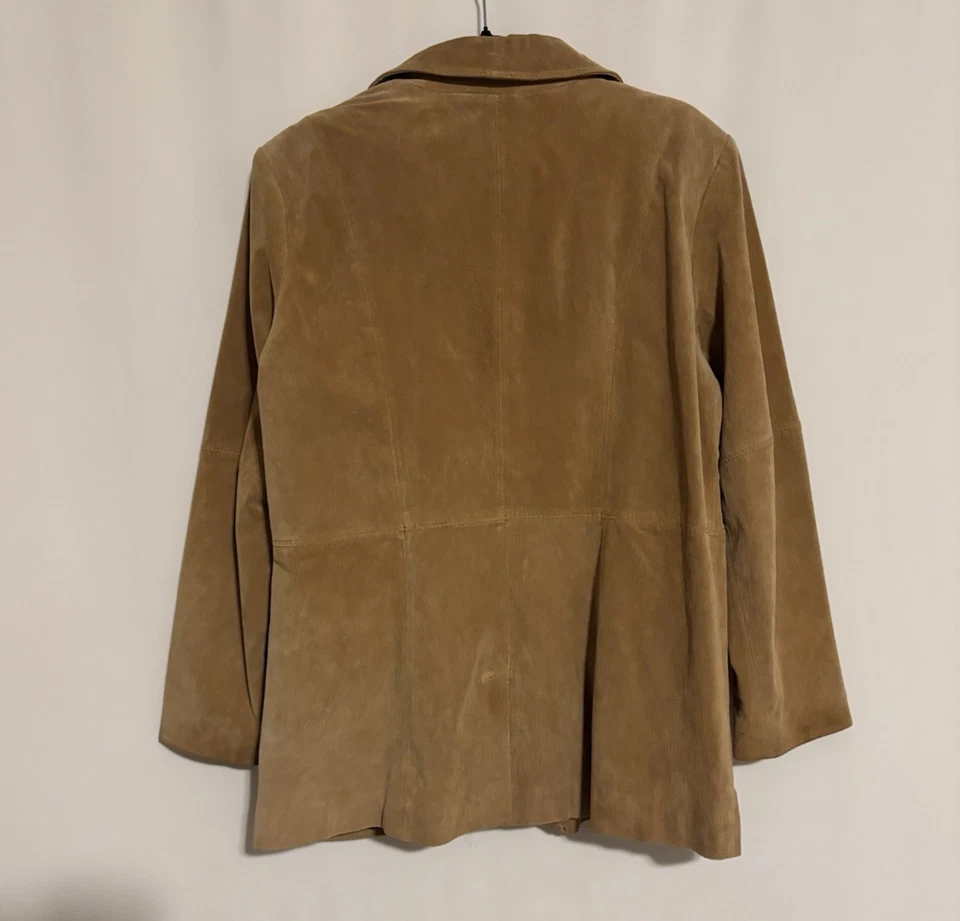 Chico's Leather Jacket 2 Womens Camel Tan Buttons Lined Western - Image 2 of 4