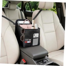 Car Purse Holder Between Seats with Expandable Pocket Leather