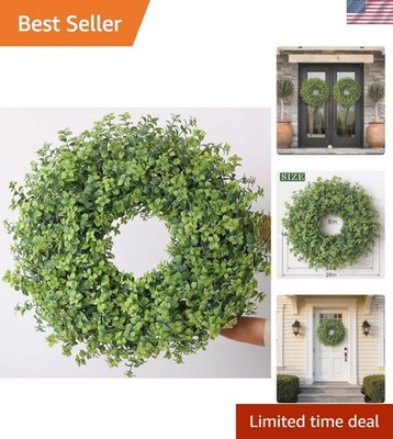26'' Large Artificial Mint Leaves Wreath for Front Door - Faux Mint Wreath, Re...