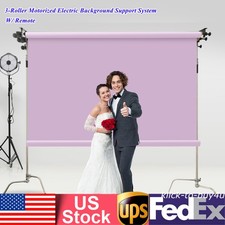 Motorized Electric 3-Roller Cloth Background Support System Wall Mount Remote