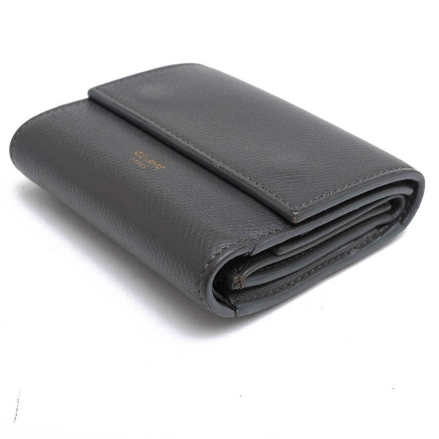 CELINE Small Trifold Wallet 10B573BEL ESSENTIALS Grained Calfskin Leather Japane thumbnail 3