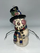 Vintage Blue Sky Clayworks Snowman Christmas Tree Ornament 2002