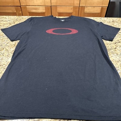 Oakley Mens Shirt Black Red Logo Short Sleeve 2XL Orig Logo Nice