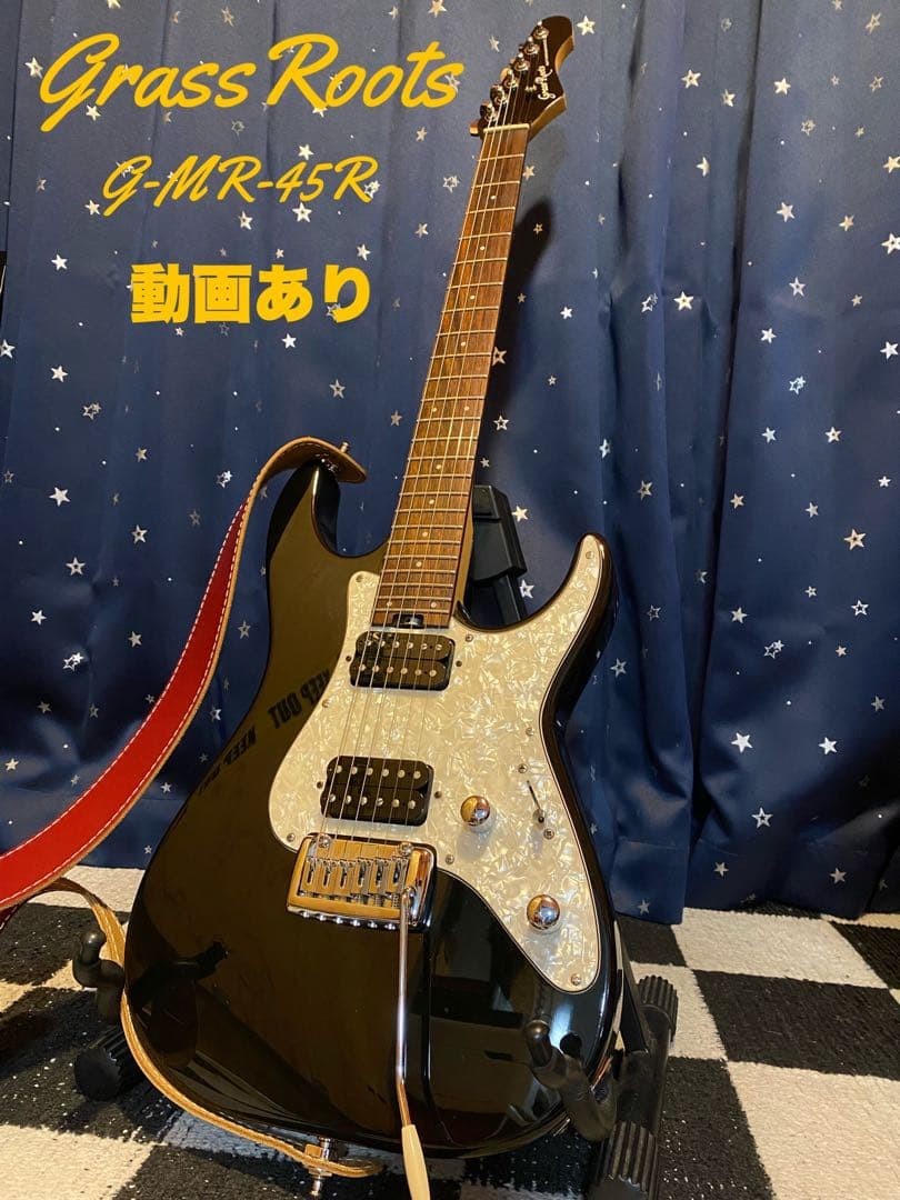 GrassRoots G-MR-45R Black ST type W/Gig bag Electric Guitar Used