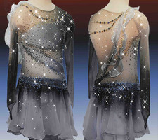 Ice skating dress Competition Figure Skating Twirling Costume gray dyeing