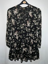 URBAN GYPSY Womens short black floral sheer sleeve dress Size XS