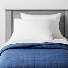Twin Box Stitch Microfiber Kids' Quilt Navy - Pillowfort