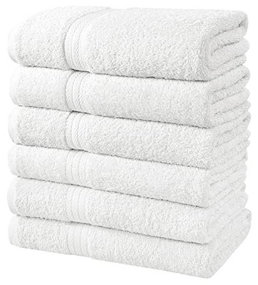 SIMPLY LOFTY 100% COTTON BATH TOWELS SET ULTRA SOFT RING SPUN 24''x46'' - WHITE