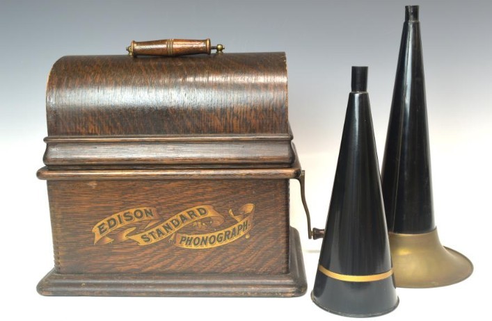 Antique EDISON STANDARD PHONOGRAPH Includes , 17 Wax Cylinders