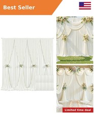 10 Panels Ivory Backdrop Curtain for Wedding Parties Wrinkle Free Ivory Photo