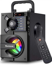 FM Radio Bluetooth Speaker Portable Subwoofer With Remote Control & LED Lights