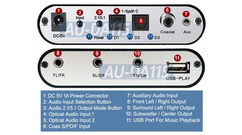 Digital Coax S/PDIF Audio To Virtual 5.1 Surround Sound Decoder - Picture 4 of 7