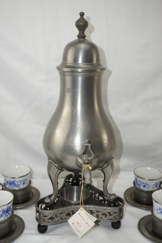 Juego de 22 piezas Roelen Pewter Holland - Olla, soporte, (6) tazas, soportes, platillos (S8) - Imagen 4 de 23