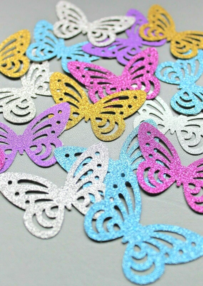 SPARKLY BUTTERFLIES CARD MAKING SHAPES CRAFT EMBELLISHMENTS SCRAPBOOKING x 20