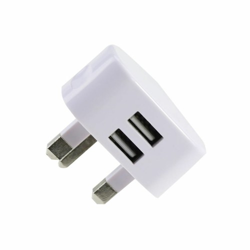 UK Trójkąt sieciowy Wtyczka ścienna 2 AMP Szybka podwójna ładowarka Adapter 3 piny 2 porty USB - Zdjęcie 3 z 7