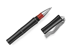 Tibaldi Bamboo Rich Black Resin Rollerball Pen, Sterling Silver Tassel, New