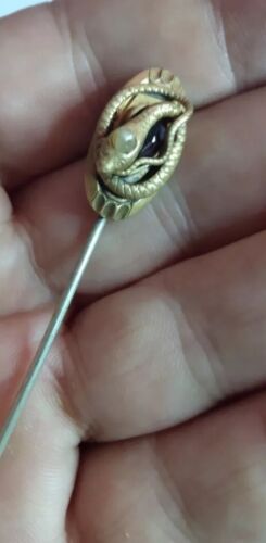 Large Antique Victorian Snake Tie / Scarf Pin