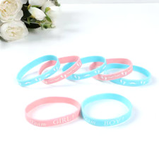 30 Pieces Gender Reveal Bracelets, Team Boy Silicone Wristbands Team Girl Gender
