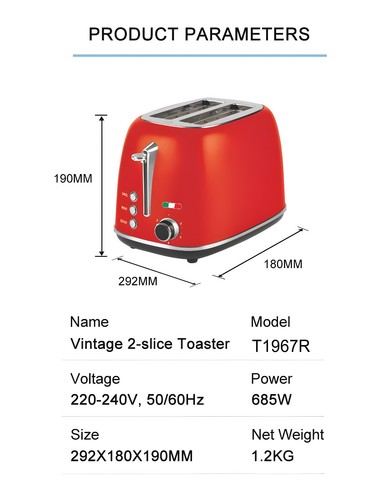 Vintage-Style Electric 2-Slice Toaster – Stainless Steel & Retro Design - Picture 22 of 108