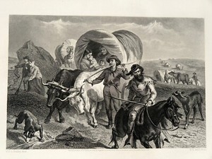 Emigrants Crossing the Plains American History Western Engraving D. Appleton Wow