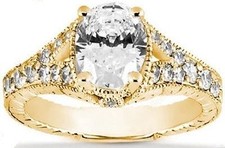 1.53 carat Oval shape Diamond Solitaire 14K Yellow Gold Ring 1.98 ctw