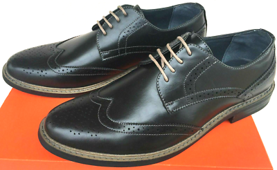 Perry Ellis Black Oxford Shoes with Wingtip Brogue Mens 9.5 Perry Ellis Portfolio Daniel Black Faux Leather  main image 4