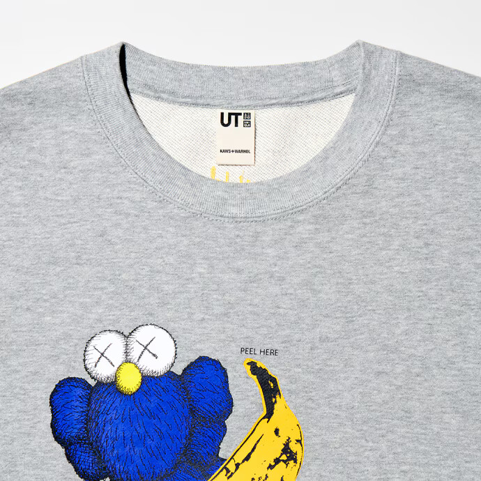 KAWS + WARHOL x UNIQLO UT Collcetion Sweatshirt GRAY NEW Japan