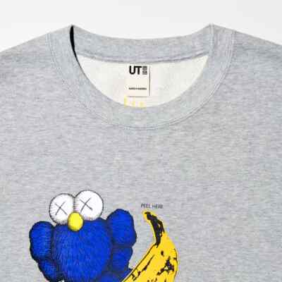 KAWS + WARHOL x UNIQLO UT Collcetion Sweatshirt GRAY NEW Japan