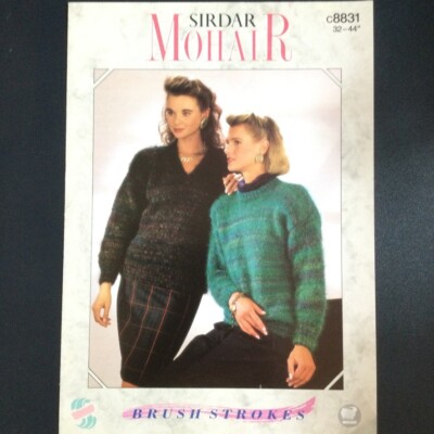 Sirdar Mohair Pullover 80er C8831 Vintage Strickmuster 32/44'' Original Kopie