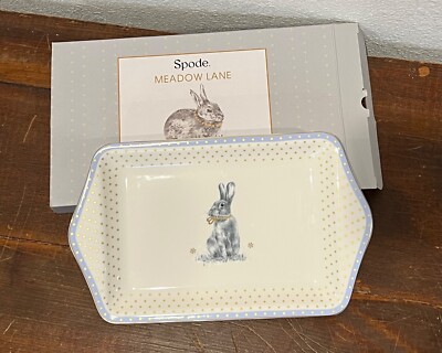 Spode Meadow Lane Dessert Tray Bunny Sparkling Gold Accents Elegant Entertaining