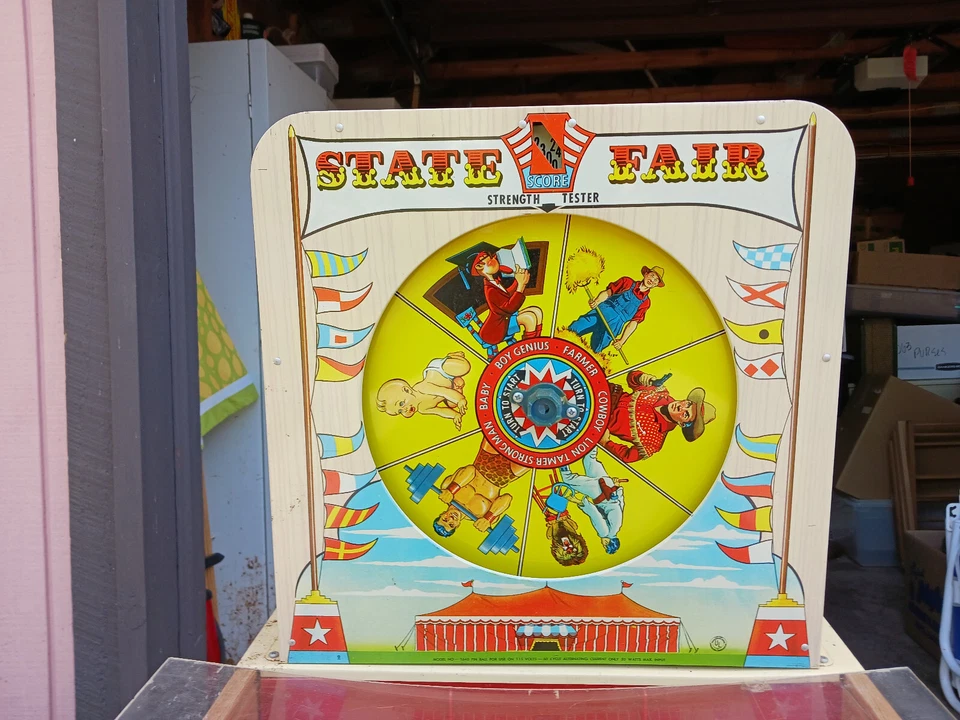 Mesa de pinball vintage para niños probador de fuerza de feria estatal - hágalo usted mismo/necesita trabajo Foto 3 de 4